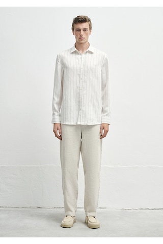 Mavi - Bej Tencel Tm Lyosel Gömlek 0211618-70321 Kahverengi