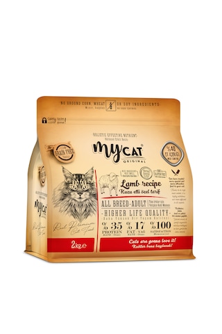 Mycat Az Tahıllı Kuzu Etli Yetişkin Kedi Maması 2 KG