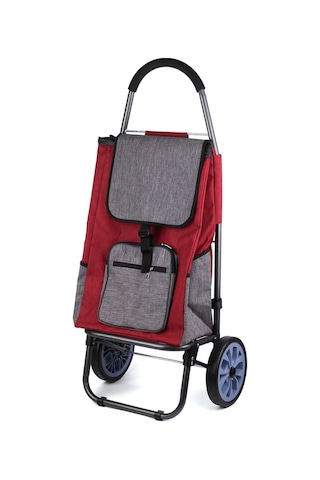 Ses Yapmaz Bilyeli Tekerlekli Su Geçirmez Fermuarlı Çantalı Pazar Arabası Karışık Renk