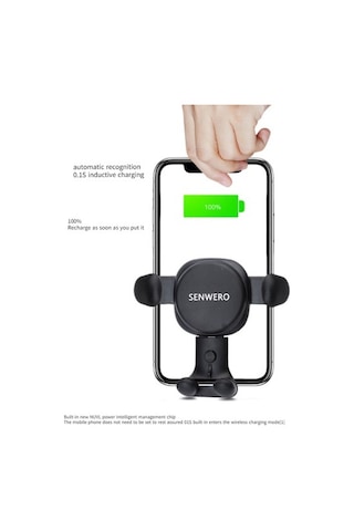 Wisdomselect Kablosuz Araç Şarj Cihazı, Vantuzlu Kontrol Paneli Teleskopik Braketi - Kablosuz Şarj Cihazı Olmayan Yonca Vantuzlu Pekoyz