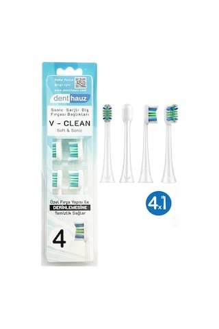 V Clean Sonic Soft Temizlik - Philips Sonicare Uyumlu 4 Adet Yedek Başlık