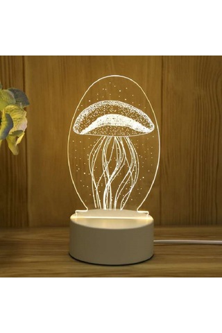 3d Gece Lambası Usb Renkli Uzaktan Kumanda - Denizanası Diğer