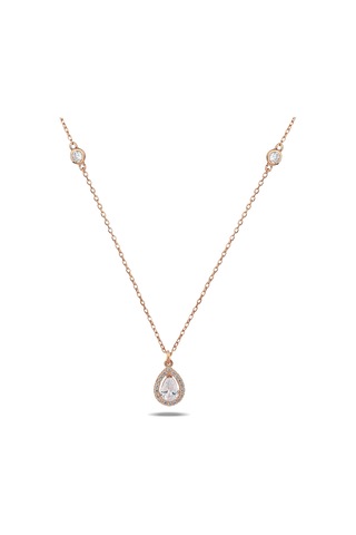Kuyumcudukkani Zincirli"kenar Taşlı Damla Taşlı" Kolye-37209-r-w Rose Gold