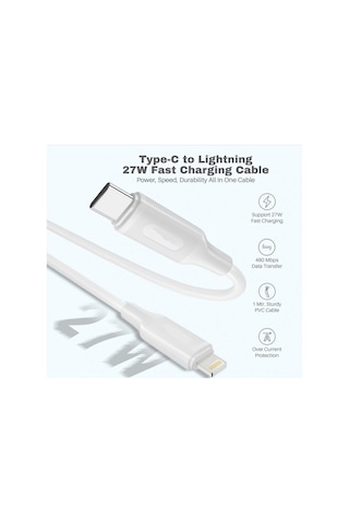 Td-ca92 Type C To Lightning Pd 27w Fast Charging Cable Hızlı Şarj Kablosu Usb C To İos Uyumlu 1 Metre Kablo