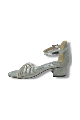 Kılınç 785-25 Simli 3 Şerit Taşlı Kız Çocuk Sandalet 31-35 Gümüş