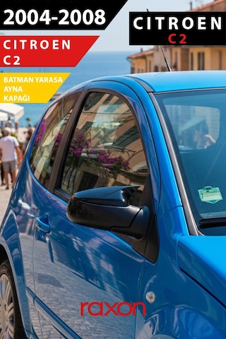 Citroën C2 2004 2008 Batman & Yarasa Ayna Kapağı Parlak Piano Black Sport