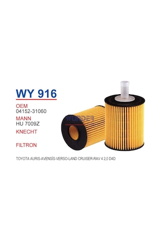 WUNDER WY916 YAĞ FİLTRESİ - TOYOTA Auris Uyumlu-AVENSİS-VERSO-LAND CRUIS WUNDER WY916 YAĞ FİLTRESİ - TOYOTA Auris Uyumlu-AVENSİS-VERSO-LAND CRUIS