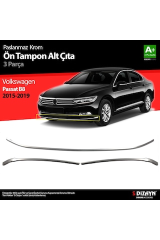 Volkswagen Passat B8 Krom Ön Tampon Alt Çıtası 3 Parça 2015-2019