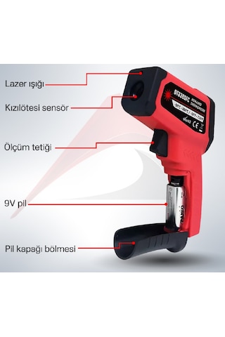 Kızılötesi Lazerli Termometre 380°C