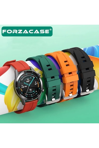 Forzacase Huawei Watch Gt5 Pro 46 İle Uyumlu Tokalı Çizgi Desen Silikon Kordon Kayış - Fc369 Yeşil