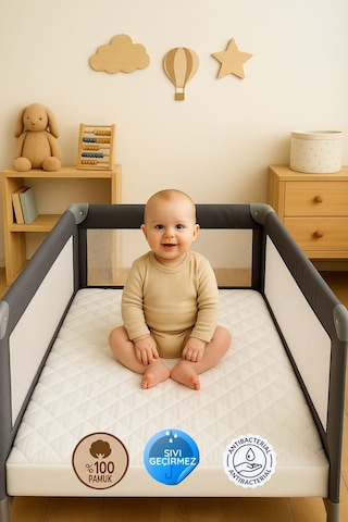 Formeya Pamuk Kapitone Fitted Sıvı Geçirmez Bebek Çocuk Alezi