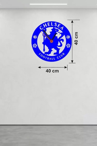 Mey Najmaddin Chelsea Fc Logolu Ahşap Duvar Saati - 40x40 Cm Taraftar Hediyesi Najmaddin Çok Renkli