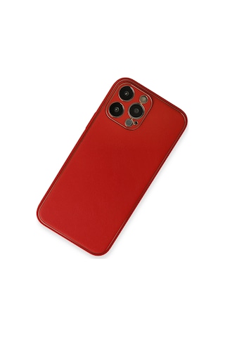 Newface Apple iPhone Uyumlu 13 Pro Max Kılıf Coco Deri Silikon Kapak Semeglbl - 17 - Kırmızı