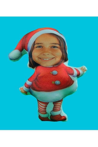 Kişiye Özel Noel Anne Yılbaşı Tasarımlı Şekilli Yastık Çok Renkli