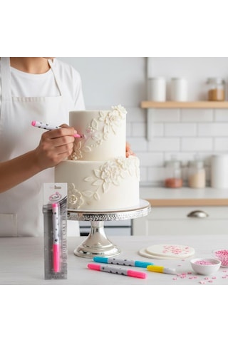 Yenilebilir Gıda Dekor Kalemi Pembe Pasta Ve Kurabiye Süsleme Kalemi