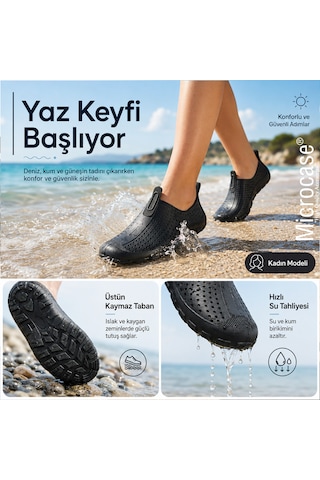 Microcase Unisex Siyah Deniz Ayakkabısı Nefes Alabilen Delikli Yapı Kaymaz Taban Al99098
