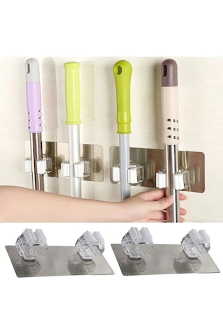 Pratik Organizer 4&apos Lü Yapışkanlı Fırça Paspas Mop Fırça Sabitleyici Ergonomik Alet Aparatı 546 Çok Renkli