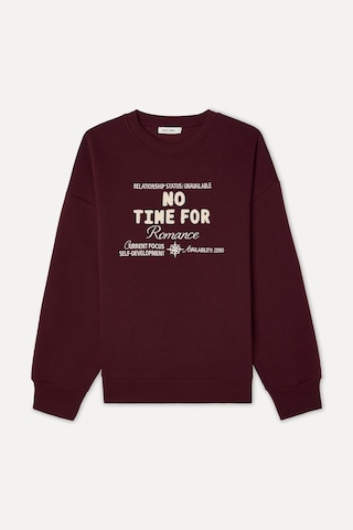 Mudo Kadın Kadın Bordo Nakışlı Oversize Bisiklet Yaka Sweatshirt 1271466