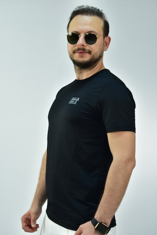 Escetic Erkek Siyah Füme Slim Fit T-Shirt-3284