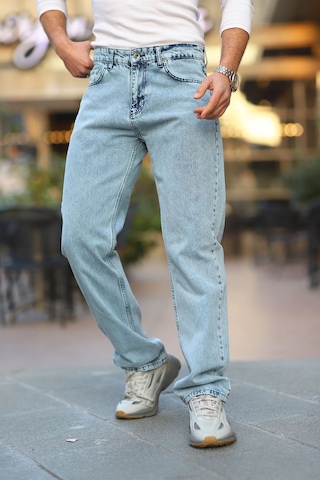 Little Cup Jeans Co Erkek Kar Yıkama Baggy Fit Rahat Kalıp Jean Pantolon Gri