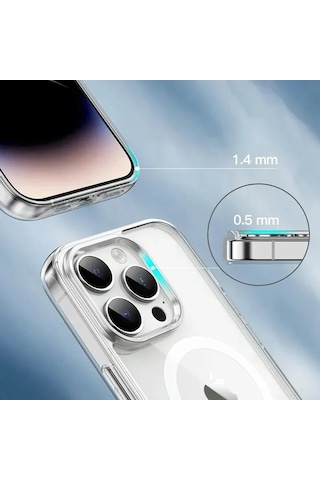 Şeffaf Magsafe Silikon Kılıf Kablosuz Şarj Destekli -Apple Uyumlu iPhone-16-pro-max Seffaf
