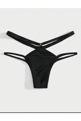 Erkek Metalli Brazillian Slip Siyah