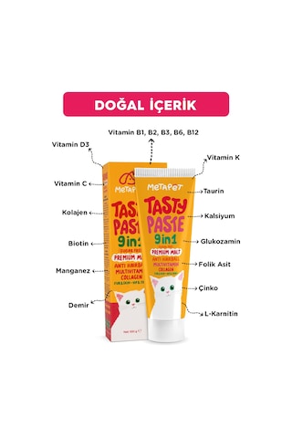 Metapet Kediler İçin 9in1 Multivitamini Macunu Tüy Eklem Glukozamin 100 G