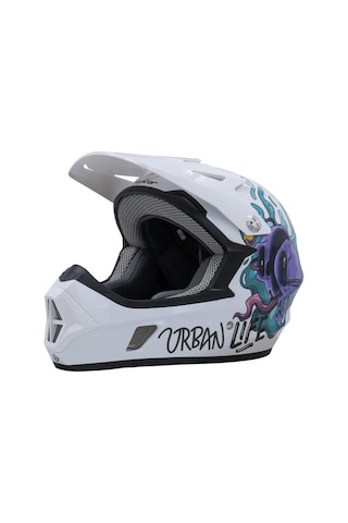 Raptor Gravıty Varsity Chaos Full Face Freeride Bisiklet Motosiklet Kaskı Xlarge Beden Beyaz Mor