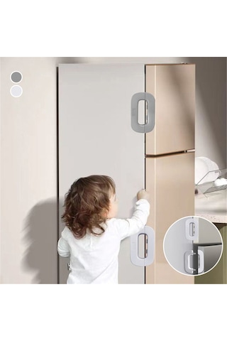 Moveevo Çocuk Güvenliği Kilidi - Otomatik Kilitleme, Çok Amaçlı Kullanım, Buzdolabı-komodin Uyumlu, Gri Renk Gri