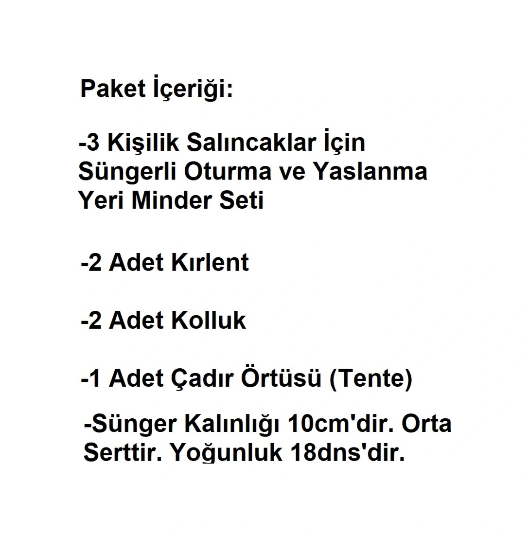 Mandaş Süngerli 3 Kişilik Salıncak Minder Seti-ingilizgülü Pembe