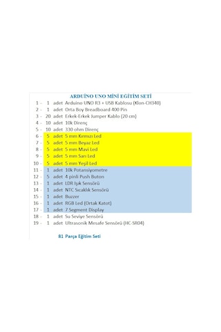 Arduino Uno Mini Eğitim Seti