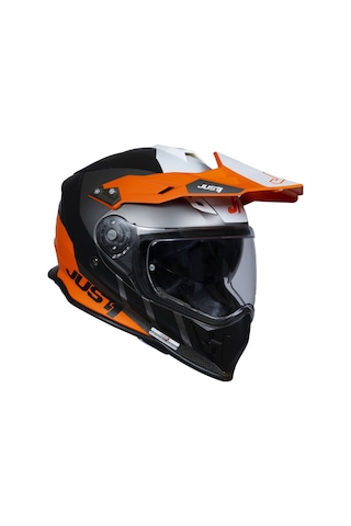 Just1 J34 Pro Outer Space Kapalı Motosiklet Kaskı Siyah Antrasit Oranj Siyah - Gri - Turuncu