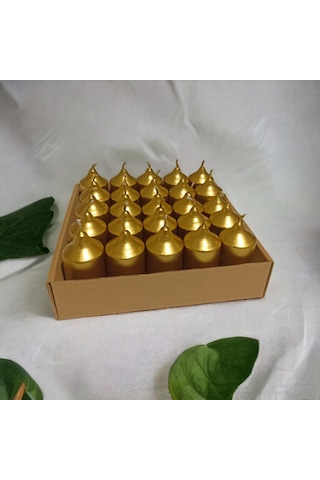 Bar Mum 25li Paket Altın Varaklı Altın Bar Mum 25li Paket Altın Varaklı Altın