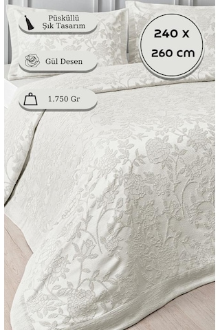 Yatak Örtüsü Seti Jakarlı Estela Açık Gri