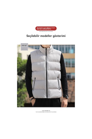 Büyük Beden Rahat Düz Renk Sıcak Erkek Yeleği Siyah