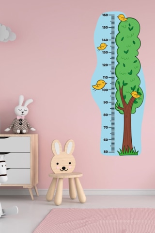 Çocuk Odası Ağaç Temalı Boy Ölçüm Cetveli Duvar Sticker