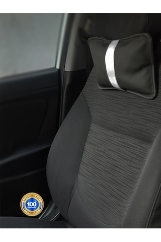 Volvo Xc40 Oto Koltuk Boyun Yastığı Beyaz Şerit 2 Adet Siyah