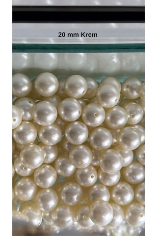 100 Gram - İnci Boncuk - 20 Mm Renk : Krem