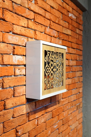 Modem Saklama Kutusu Sürgülü Yana Açılır 35 X 35 Motifli Meşe