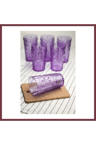 Storeşahin Akrilik Mor 6'lı Uzun Bardak & Su Meşrubat Bardağı 750 Ml Büyük Boy & Cam Değildir Shn0720
