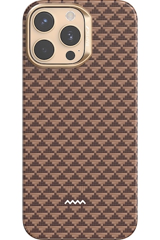 Apple Uyumlu iPhone 16 Pro Max Kılıf M-safe Raptic Aramid Skin Origin Serisi Kapak Kahverengi