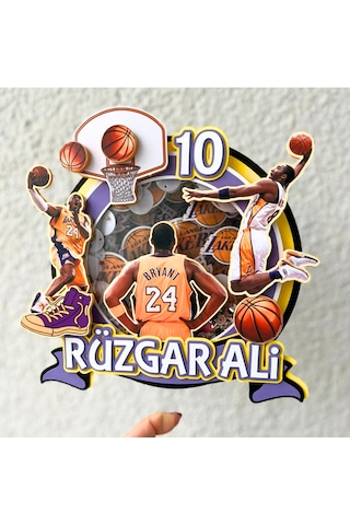 Basketbol Temalı Erkek Çocuk Doğum Günü İsme Özel Pasta Parti Süsü Cake Topper Çocuk