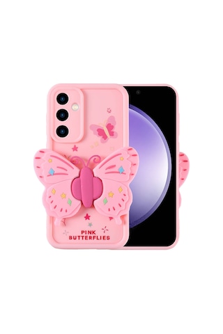 Goocamp Galaxy Uyumlu S23 Fe Kılıf Kamera Korumalı Figür Tasarımlı Kapya Kapak-pembe Açık Pembe Açık