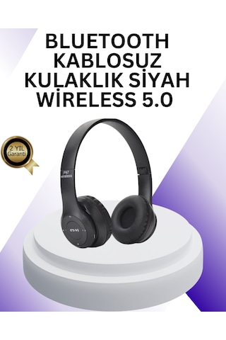 Bluetooth 5.0 Kablosuz Kulak Üstü Kulaklık Stereo Ses Ve Katlanabilir Tasarım