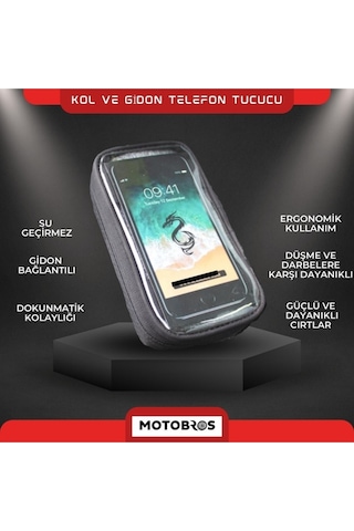 Motosiklet Kola Takılan Telefon Tutucu Kol Telefon Tutucu Su Geçirmez 6.7" Dayanıklı Siyah