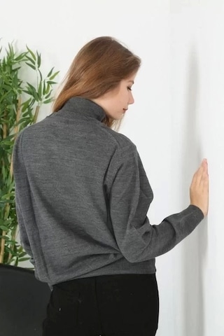 Blacktree Unisex Tam Boğazlı Balıkçı Yaka Dokuma Triko - Füme Füme