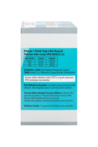 Omega 3 Licaps, 500mg 60 Kapsül 330/220 Norveç Menşeli Balık Yağı, Kapsül Balık Jelatini X3 Adet