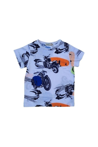 Woo Rage Erkek Çocuk Panda, Motorsiklet Baskılı Tshirt-11752-lacivert Lacivert