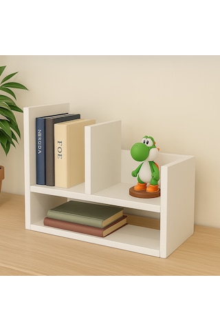 2 Katlı Masaüstü Kitaplık Modern Dekoratif Raf Ünitesi