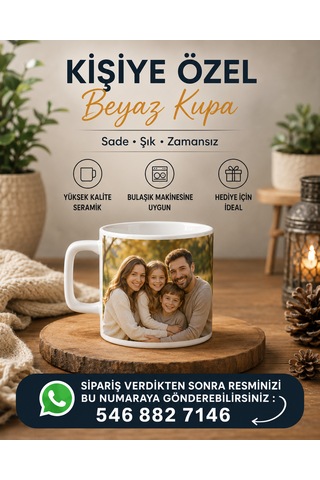 Kişiye Özel Fotoğraflı Beyaz Fincan Kupa